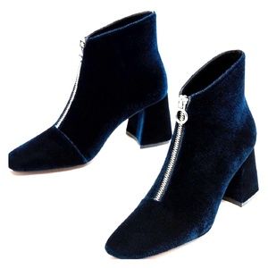 Zara Blue Velvet Booties